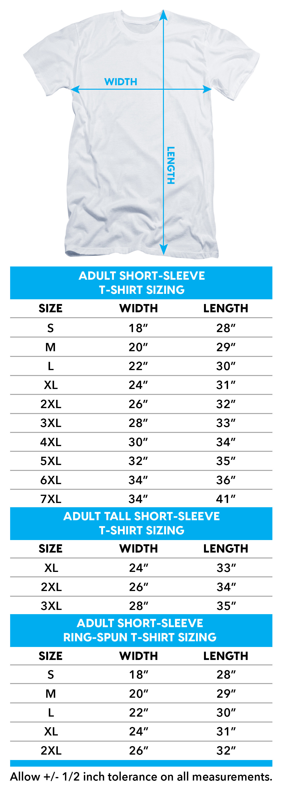 Sizing Chart for Man of Steel T-Shirt - Shield Logo TRV-SM2040-AT